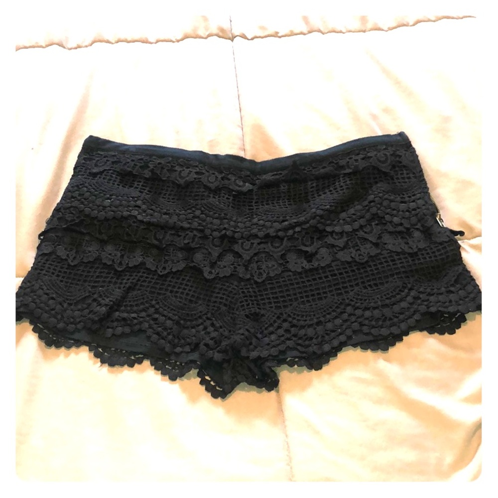 Black crochet shorts